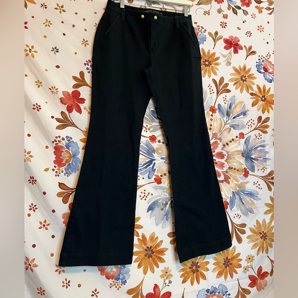 Y2k Lauren Jeans Co Women’s 6 Jeans Ralph Lauren Black Gold Button Flare Preppy